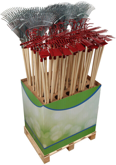 floraworld Balai à feuilles, griffes, râteau et double houe, présentoir FW (013034)