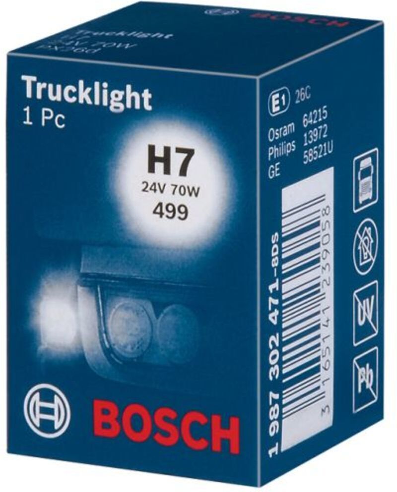 Glühlampe Halogen BOSCH H7 Trucklight 24V, 70W, 1 Stück