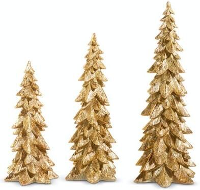 Raz Imports, Inc Winter Woodland Trees Gold Set of Three, Set of Three, Gold