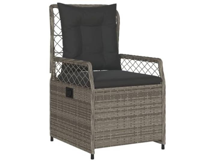 KTHLBRH 5-teiliges Gartenmöbel-Set, Glastisch und Sessel grau Strapazierfähiges Polyrattan, verstellbare Rückenlehne, waschbare Kissen, lackierter Stahl