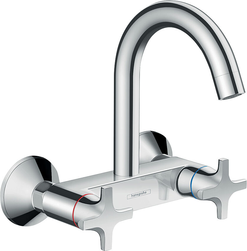 Hansgrohe Logis mitigeur de cuisine 71286000 bec haut, montage mural, bec orientable, chromé
