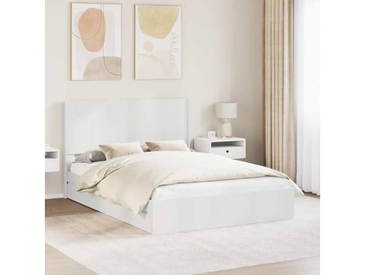 RJPLMFV Bettgestell mit Stauraum und Kopfteil Holzwerkstoff, Aufbewahrungsfächer, modernes Design, inklusive Latten