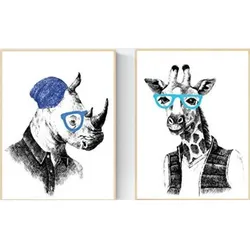 POSTER Set Mit 2 Illustrated Tiere Set 2 A4 Rahmenlos