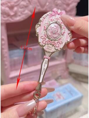 Fusion Finds Flower Knows Bunny Garden Handheld Makeup Mirror Cute Portable Hand Mirror For Vanity & Travel mini Keychain Pink