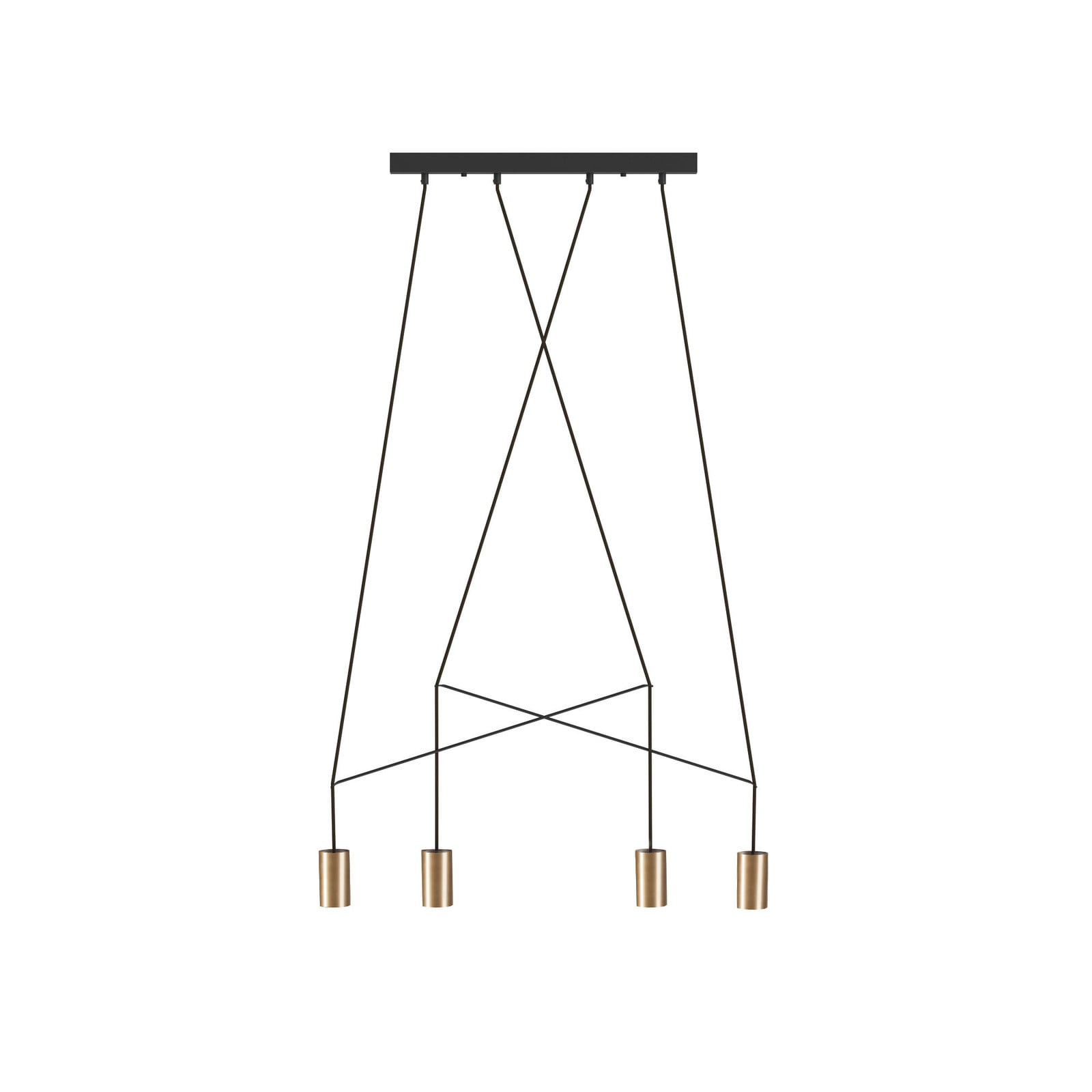 Lyora 4-lichts hanglamp Imbria zwart met goud/messing