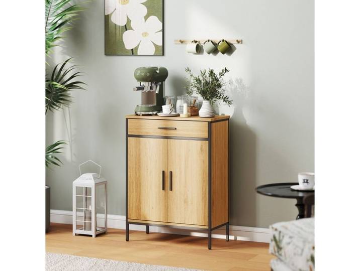 Meuble De Salle De Bain Aspect Chêne Meuble Bas Industriel FloraGrace Pour Salle De Bain Rangement Optimisé 60x30x80cm