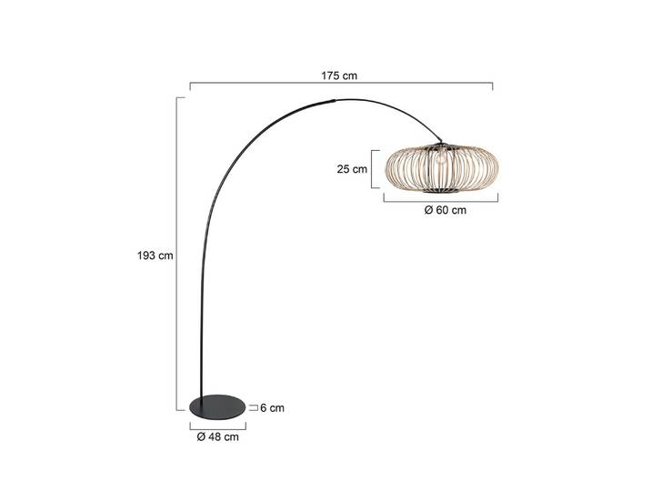 Anne Light Bogenlampe Curve, schwarz, für Wohn- / Esszimmer, Metall