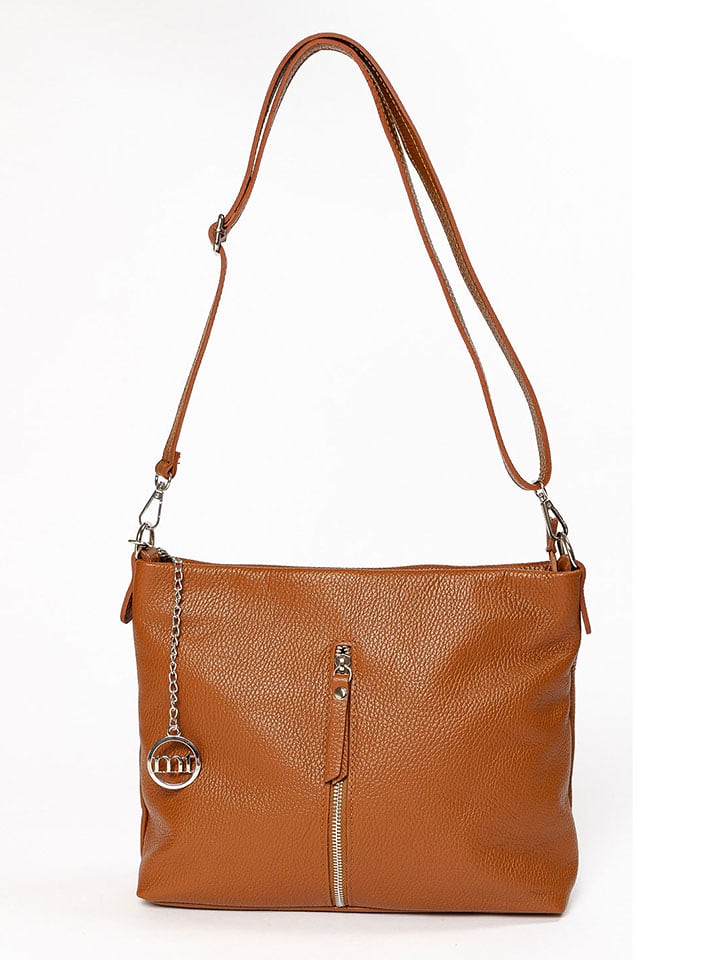 Mia Tomazzi Leder-Umhängetasche "Alerami" in Hellbraun - (L)30 x (B)10 x (H)24 cm - onesize