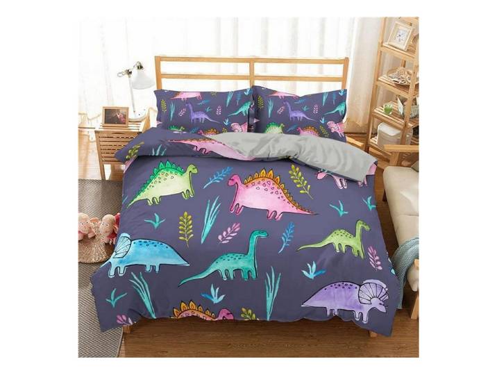 LuxusKollektion Kinderbettwäsche Bettwäsche Set 155x220cm Dino Mädchen Jungen