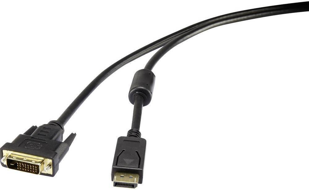 Renkforce DisplayPort naar DVI-D adapterkabel met schroefverbinding, zwart, 1,00 meter