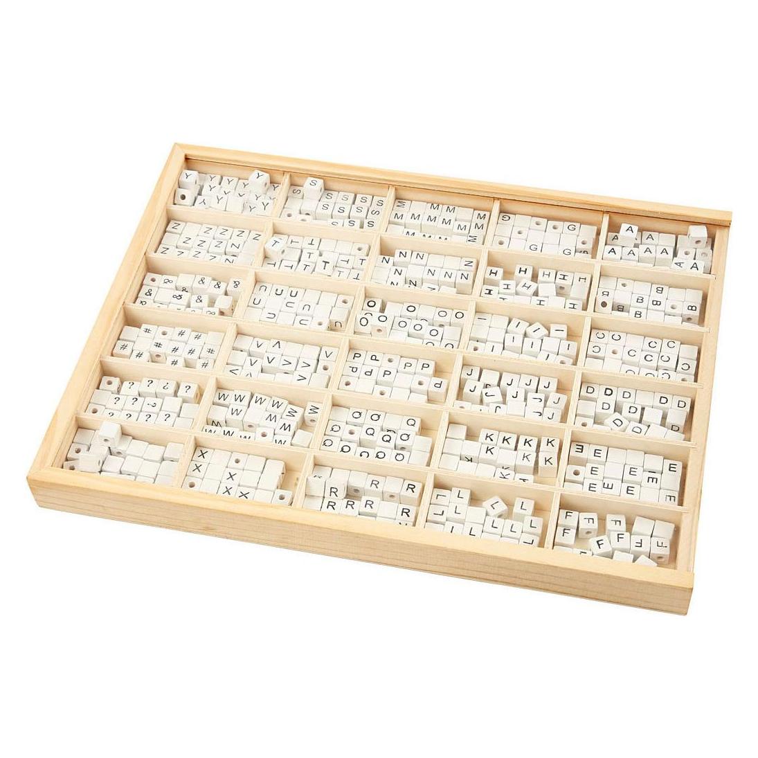 Creativ Company Holz-Buchstabenperlen Weiss A-Z, 750 Stück. (5712854041034)