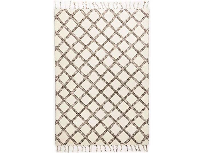 Original marokkanischer Berber Teppich aus 100% nachhaltiger Schurwolle (Wollsiegel); handgeknüpft, Beni Ourain Style 70 x 140 cm black beige Florrfäden: ca. 90000 Marmoucha