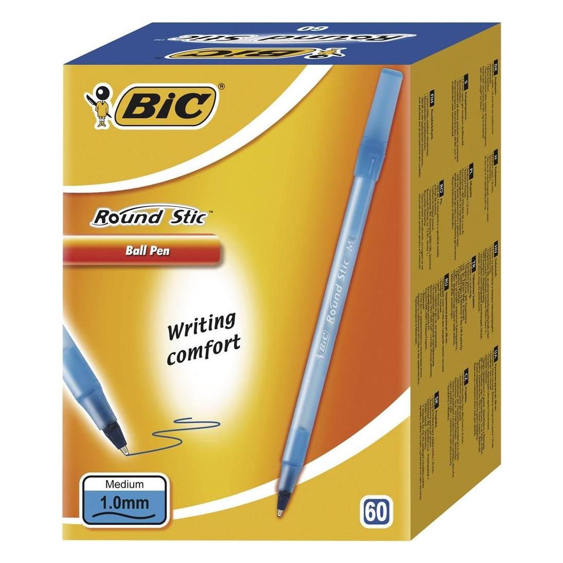 Bic Kugelschreiber Round Stic 1,0 mm, blau, im Paket zu 60 Stück 256378 (60x) (921403)