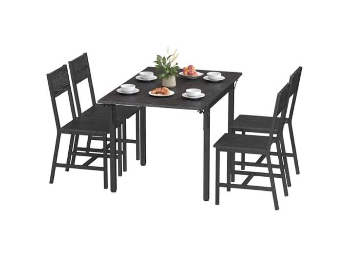 VASAGLE Esstisch und 4 Stühle Set Klapptisch, Ausziehbar, Platzsparend, für Küche, Esszimmer, BARNET Kollektion