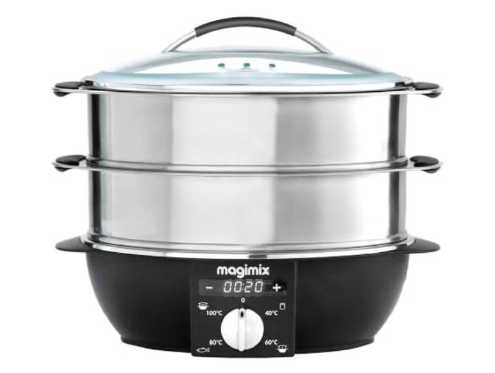 magimix Dampfgarer 1900 W,2 Ebenen 5,5 L, Edelstahl Multifunktions, Glasdeckel, 4 Automatikprogramme, Reiskocher, Gemüse, Fisch & Fleisch,