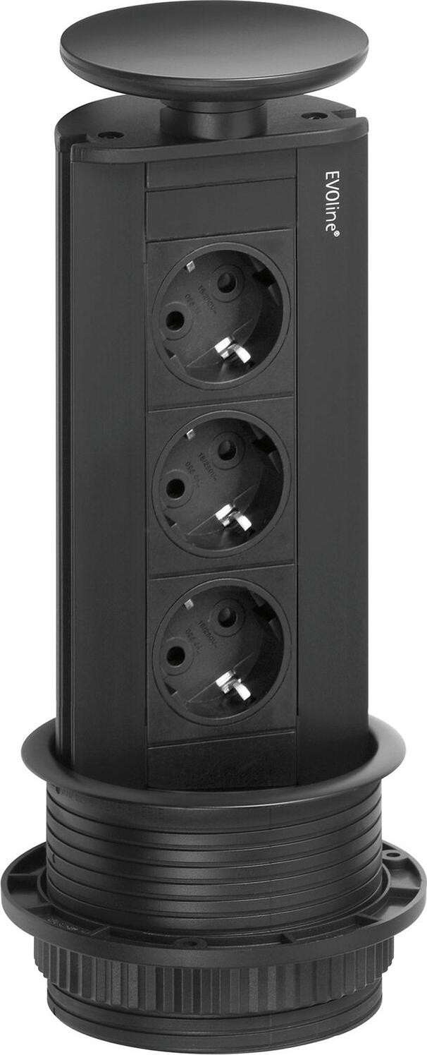 EVOline Port 3-voudig verticaal stopcontact zwart/zwart