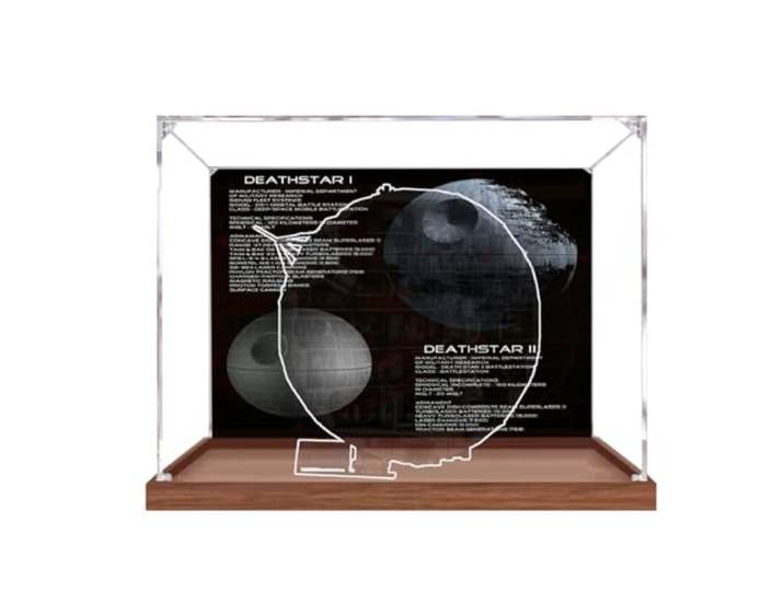 Acryl-Vitrine Box kompatibel mit Le-go 75419 Todesstern-Modell, staubdichte Box, transparente Box, Displaybox (nur Vitrine) (Holzbasis + Rückspritze 3 mm)