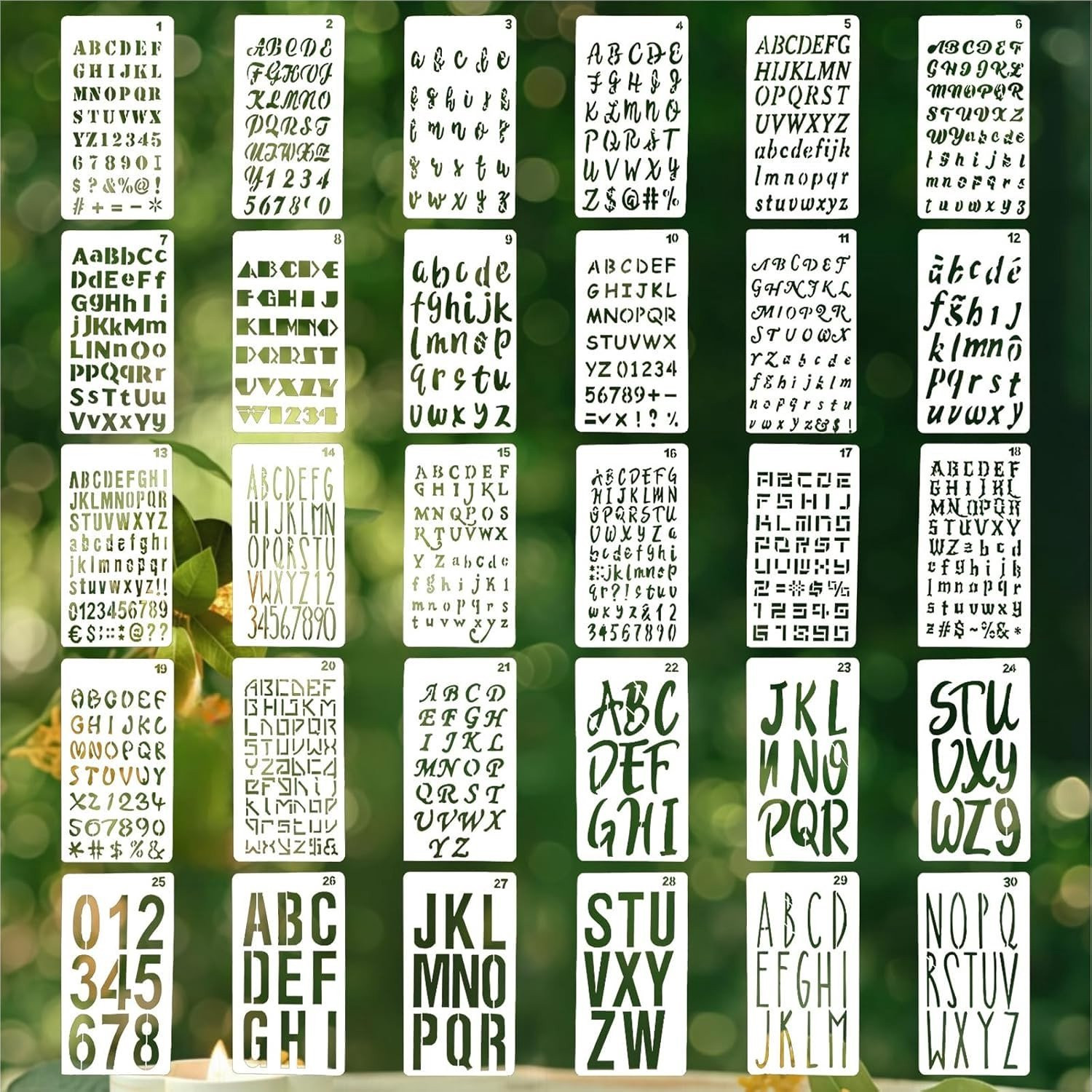 30 Stencil Letters Set voor Journal, Scrapbooking, Houtbranden, Schilderen en Tekenen - Creatieve Alphabet Sjablonen