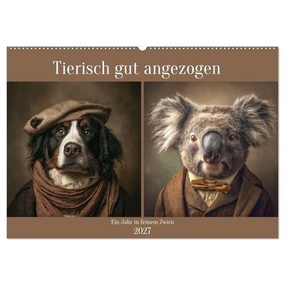 Tierisch gut angezogen (Wandkalender 2027 DIN A2 quer), CALVENDO Monatskalender