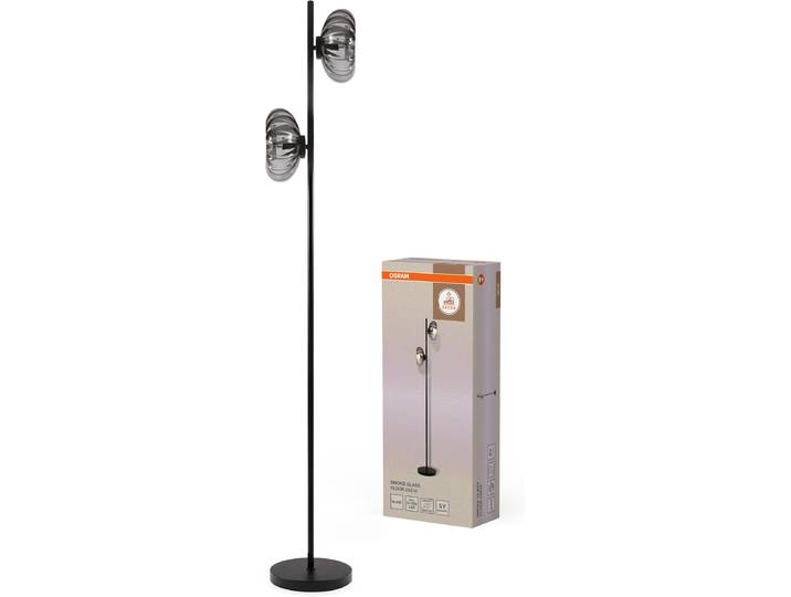 OSRAM Stehlampe Decor Smoke Glass , schwarz, H: 170cm, 1 Stk., Leuchten, schwarz, E14, Stahl und Glas, Stehlampe