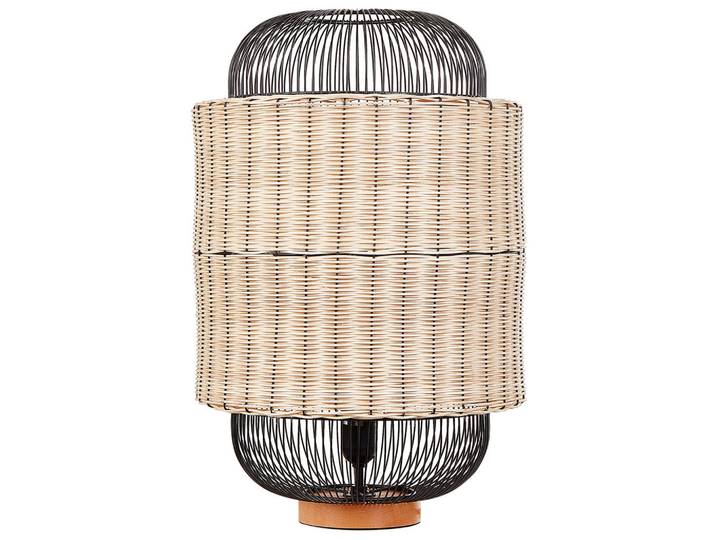 Beliani Tischleuchte Naturfarben/Schwarz/Beige Tanganyika, Naturfarben, Schwarz, Beige, Naturmaterialen, E27, 35x55x35 cm, Lampen & Leuchten, Innenbeleuchtung, Tischlampen