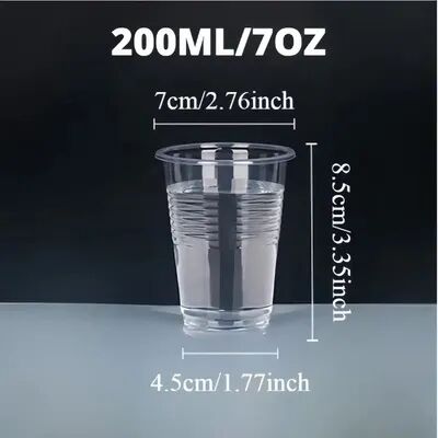 The Handy Homestead Clear Disposable Plastic Cups For Parties, Juice, Iced Coffee And Milk Tea 200ml