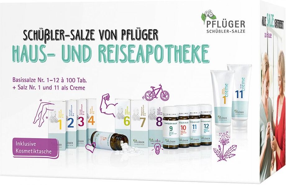 Biochemie Pflüger Schüßler-Salze Haus/Reiseapotheke 1-12 Tabletten+ 1+11 Creme