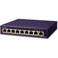 Planet 8-Port 10/100/1000Mbps 802.3at PoE + 1-Port (9 Ports), Netzwerk Switch, Schwarz