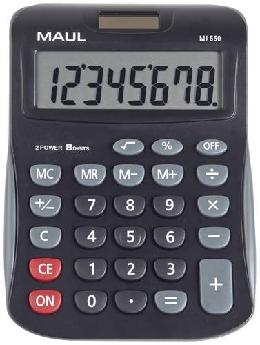 Maul MJ 550 Tischrechner Schwarz Display (Stellen): 8 batteriebetrieben, solarbetrieben (B x H) 155mm x 11mm