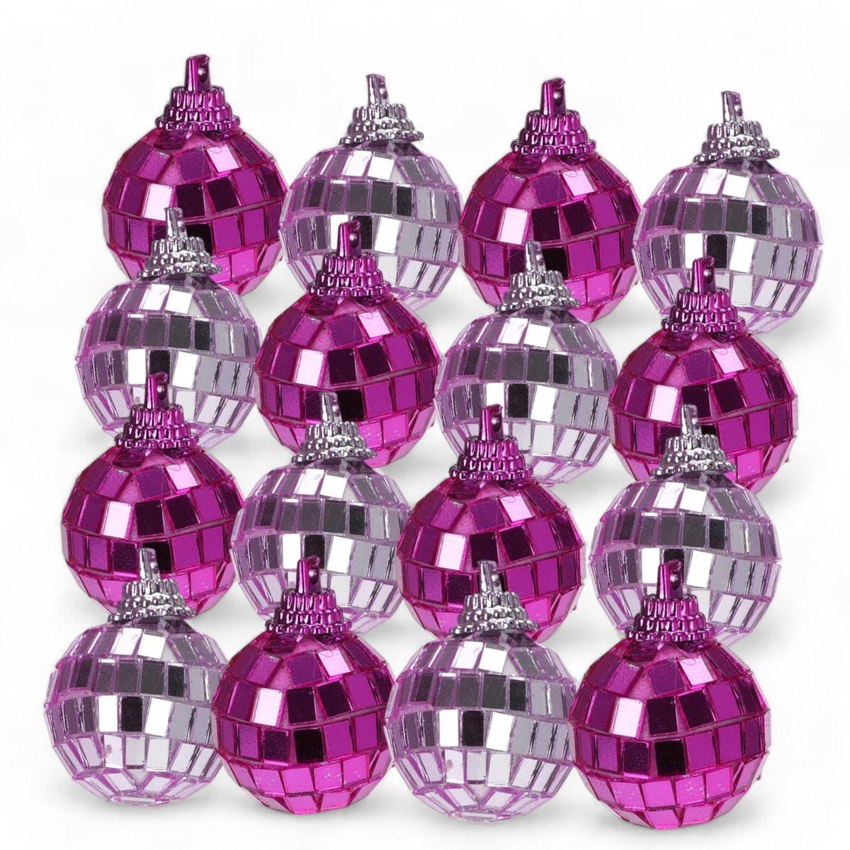 Dailygoods Spiegelballen Roze - 16 Stuks - 4 cm - Feestdecoratie