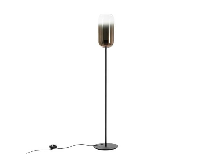 ARTEMIDE lampadaire GOPLE (Bronze PVD, structure noire - Aluminium et verre soufflé)