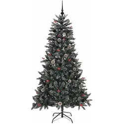 vidaXL, Weihnachtsbaum, Freya (mit LEDs und schwarzen Bällen) (180 cm)