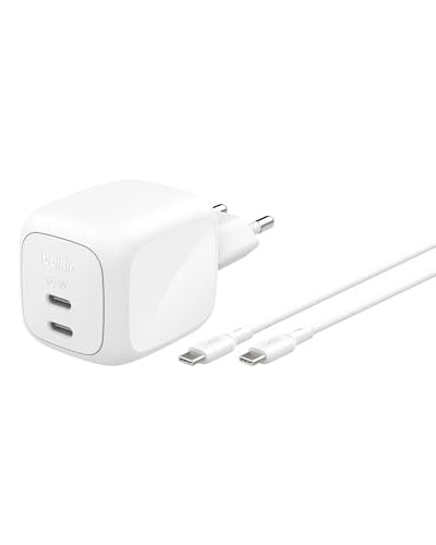 Belkin BoostCharge Pro 2-poorts USB-C Oplader, 67W, Wit