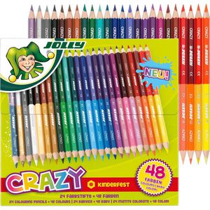 Jolly Buntstifte Supersticks Crazy, 3000-0518, farbig sortiert, zweifarbig - 48 Farben, 24 Stück