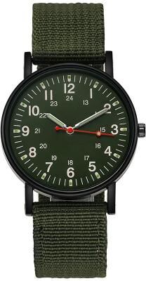 Perfect Picks Market Casual Nylon Band Men's Sports Watch Military Analog Quartz Wristwatch green