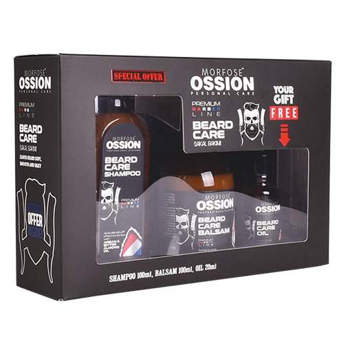 Morfose Geschenkset Ossion Beard Care 3er Set (Shampoo + Balsam + Öl) MF-1770