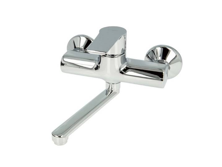 tecuro Küchenarmatur K15 DESIGN Wand - Spültischarmatur, glanzverchromt, mit Auslauf