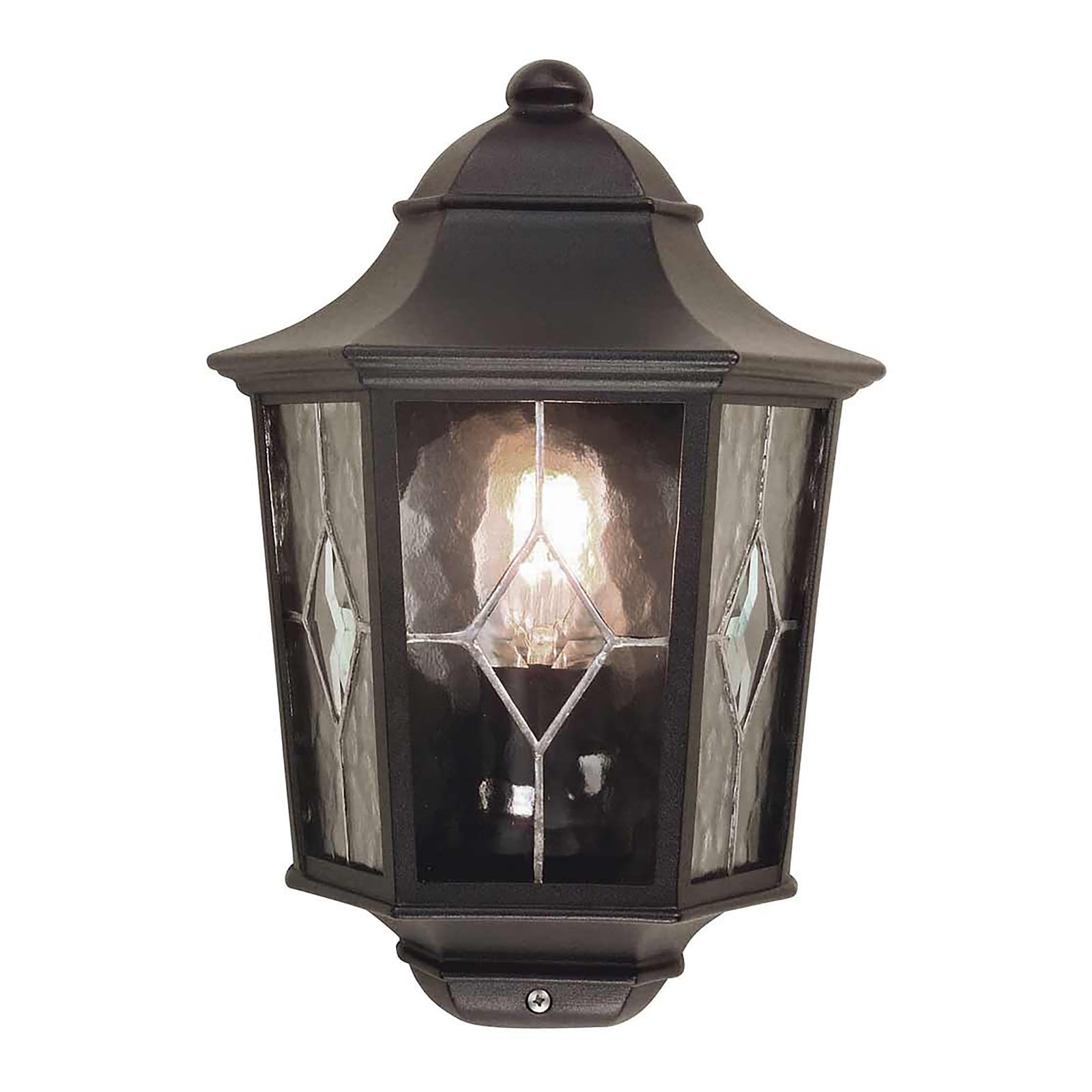 Elstead Norfolk buitenwandlamp lantaarn zwart met transparant glas IP43 B: 26 cm, H: 36 cm, D: 13 cm