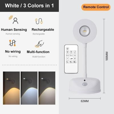 Uplift Picks Rechargeable Motion Sensor Wall Light Wireless LED Spotlight For Artwork white W Remote Control 1200 Mah