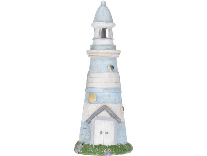 Solarlampe Leuchtturm, blau, Dekofigur Leuchtturm, für Balkon oder Garten, H 58 cm
