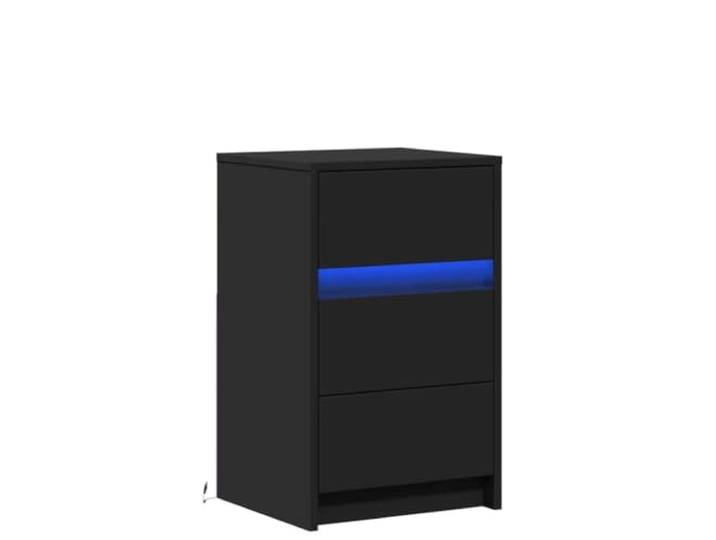 Helloshop26 Nachttisch mit verstellbaren LED-Lichtern, 38 x 34 x 61 cm, modernes Design, Schlafzimmer aus Holz, schwarz, 02_0049761