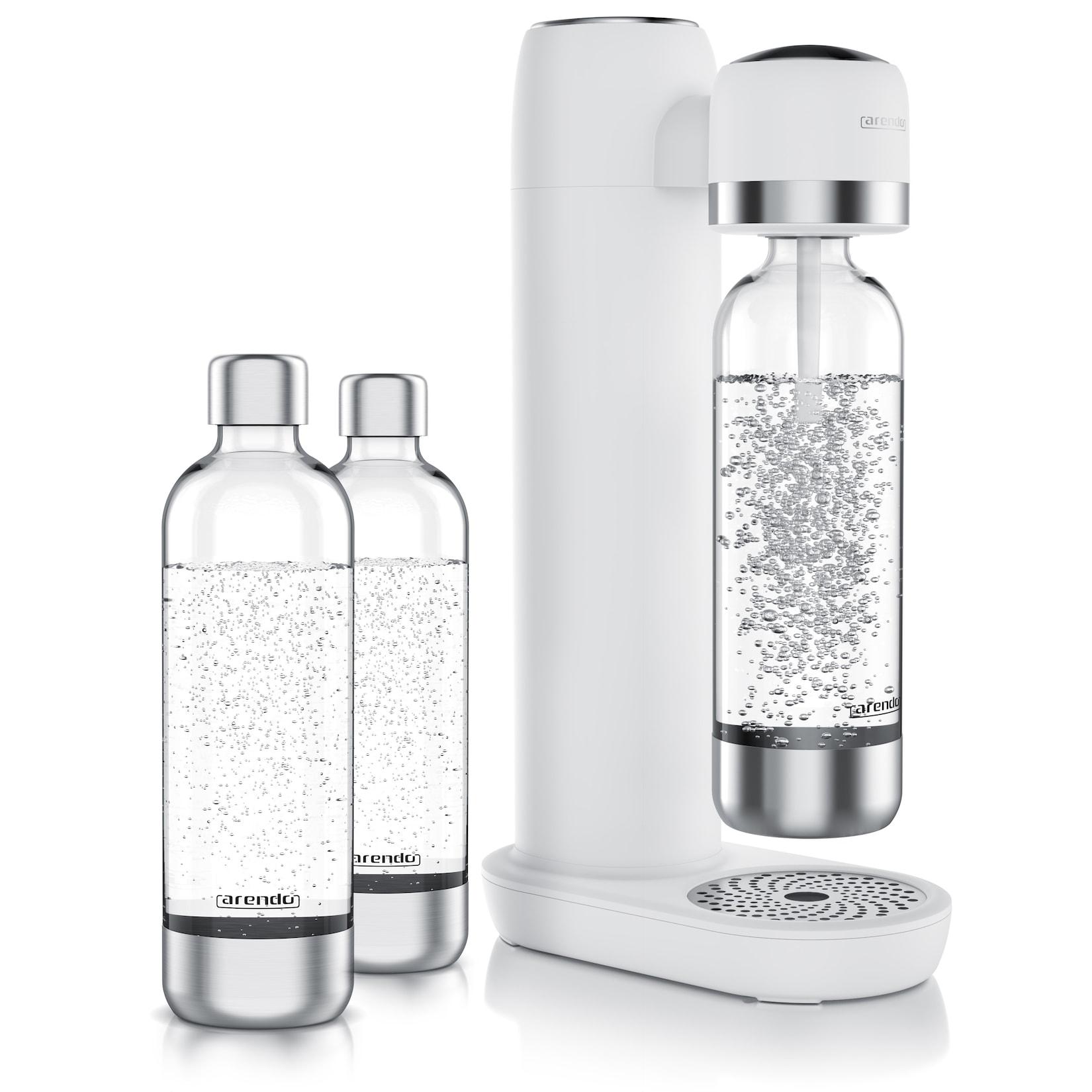 Arendo Wassersprudler Soda Maker mit 3x 1000 ml Flaschen, kompatibel mit 60l CO2 Zylindern, (Set, 4-tlg., Soda Maker, PET-Flasche)