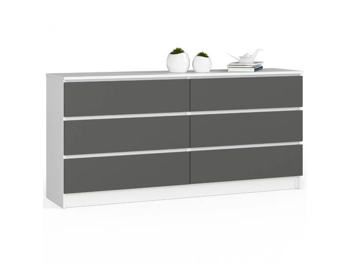 Kommode – CLP – Modernes Design mit 6 Schubladen – Weiß / Graphit