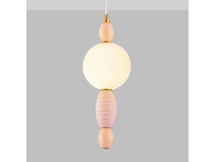 Suspension Obrie type A 180cm Orange/Rose foncé/Multicolore céramique / verre opale / aluminium LED non-remplaçables Module LED