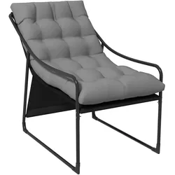 Gartensessel Gartenstuhl mit dickem Kissen Loungesessel mit Armlehne