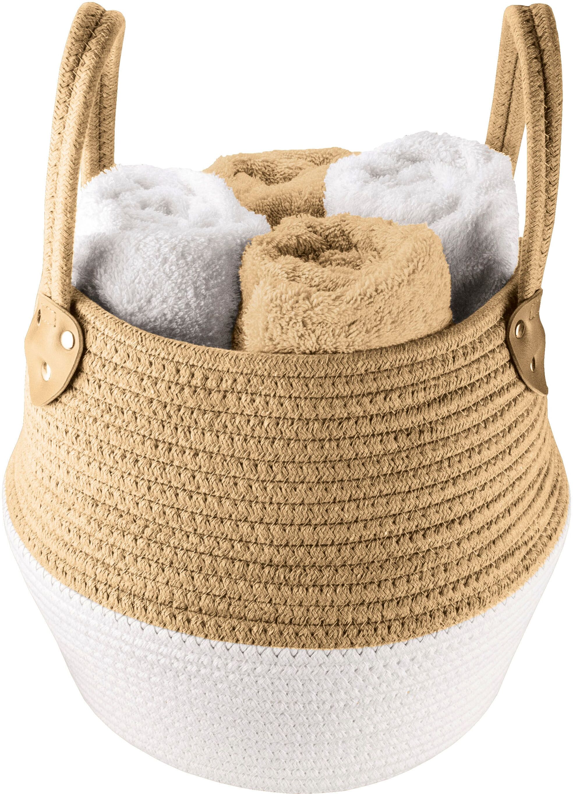 Aufbewahrungsbox KLEINE WOLKE "Patch", beige (bahamabeige), Baumwolle, Polyester, Aufbewahrungsboxen, Aufbewahrungsbox bahamabeige Einheitsgröße
