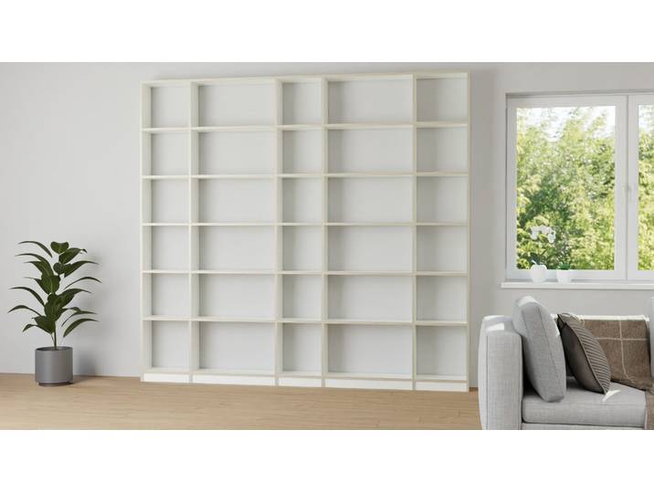 Große Bücherwand nach Maß Premium Dekore Weiß Multiplex Kante