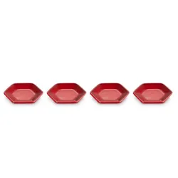 Le Creuset, Serviergeschirr, 4er-Set Saucenschälchen Hexagon Kirschrot