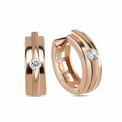 Paar Creolen DKENIZ "925/- Sterling Silber rosévergoldet Hochglanz Design Ohrring", rosa (rosé, weiß), Ohrringe, Damen, one-size, Silber 925 (Sterlingsilber)
