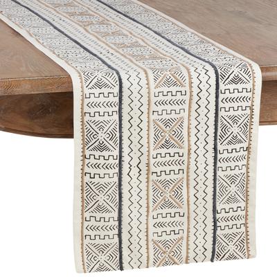 Saro Lifestyle Cotton Mud Cloth Table Runner
